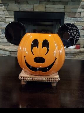 Disney Orange Pumpkin Mickey Candy Holder-NWT